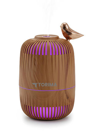 Torima H17 Açık Kahverengi Kuş Detaylı Ahşap Görünümlü 280ml Hava Nemlendirici Buhar Makinesi