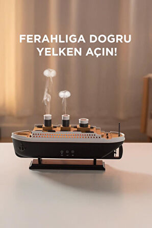 Torima H22 Siyah Gemi Tasarım Ultrasonik Hava Nemlendirici Kumandalı Ledli 250 ml Aroma Difüzör