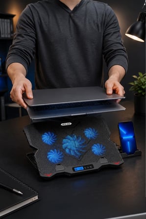 Laptop Soğutucu Ayarlanabilir Dizüstü Bilgisayar Soğutma Fanı CF09 Siyah