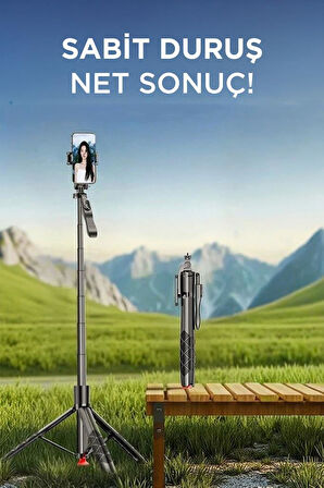 Torima L17 Telefon - Kamera Tutucu Çok Amaçlı 1.8m Tripod (Selfie Çubuğu + Tripod)