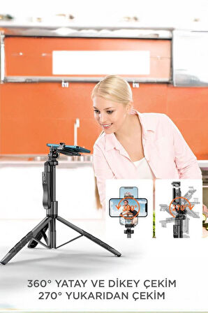 Torima L17 Telefon - Kamera Tutucu Çok Amaçlı 1.8m Tripod (Selfie Çubuğu + Tripod)