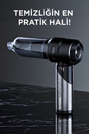 Torima LT-101 Gri Katlanabilir Mini Çok Fonksiyonlu Şarjlı Araç ve Ev Kullanımı İçin El Süpürgesi