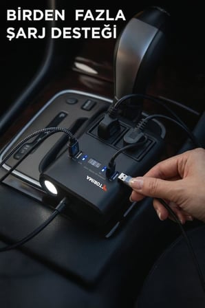 Araç Şarj Aleti 150W Çakmaklık İnvertör & Şarj Soketi 220V Priz+Çoklu USB Araba Çakmaklık G25 Siyah