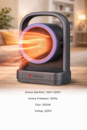Torima Mini Isıtıcı Fan Taşınabilir Sessiz Hızlı Isıtma 500W Kompakt Isıtıcı HT100 Siyah