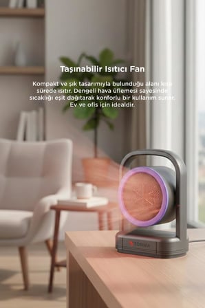 Torima Mini Isıtıcı Fan Taşınabilir Sessiz Hızlı Isıtma 500W Kompakt Isıtıcı HT100 Siyah