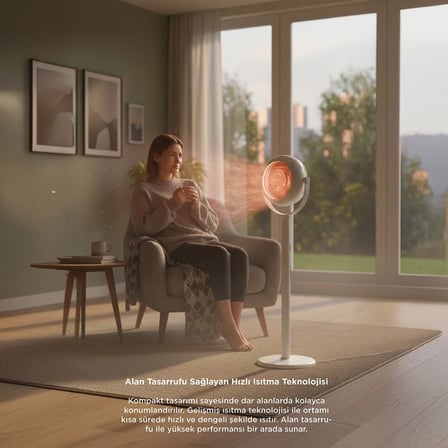 Torima Ayaklı Isıtıcı Fan 800W Sessiz Çalışma Hızlı Isıtma Aşırı Isınma Koruma HT101 Beyaz