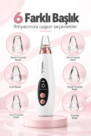 Torima Vakumlu Siyah Nokta Temizleme Aleti Akne Komedon Gözenek Bakımı Cilt Bakım Cihazı VR01 Beyaz