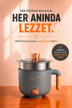 Çok Fonksiyonlu Elektrikli Çelik Tencere 600W 16.6L Buharlı Yağda Pilav Yemek Pişirme Makinesi ETC01 Siyah
