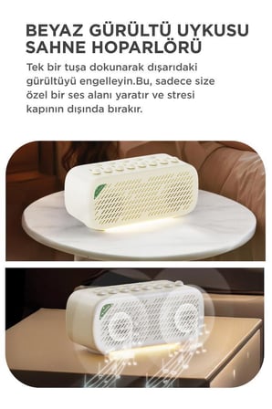 Bluetooth Hoparlör Uyku Destekleyici Doğa Sesli Şarjlı Speaker D93 Beyaz