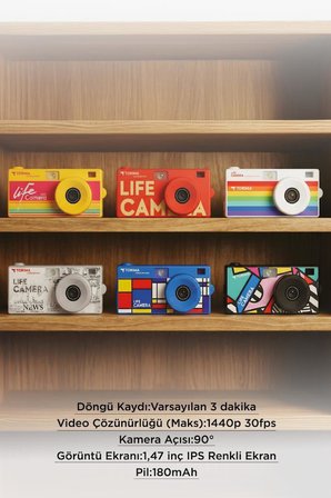 Life Dijital Kamera Selfie Video Vlog Kamerası Mini Fotoğraf Makinesi CMR47 Siyah
