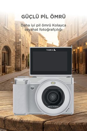 Dijital Kamera 5K Selfie Fotoğraf Video Vlog Kamerası CMR45 Beyaz