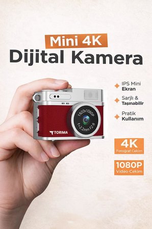 Mini Dijital Kamera Selfie Video Vlog Kamerası Mini Anahtarlık 1080P CMR35 Bordo