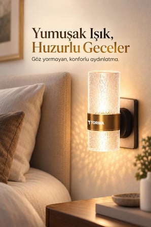 Torima Gece Lambası 3 Renk Modlu 5 Seviye Akıllı Sensörlü Priz Tipi Lamba LW42 Şeffaf