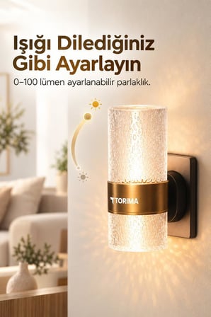 Torima Gece Lambası 3 Renk Modlu 5 Seviye Akıllı Sensörlü Priz Tipi Lamba LW42 Şeffaf