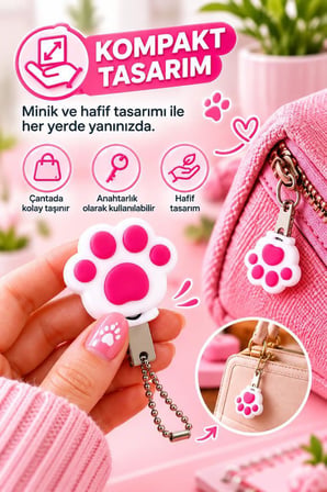 USB Flash Bellek 32GB Kedi Patisi Görünümlü Anahtarlıklı USB Drive USB01 Beyaz