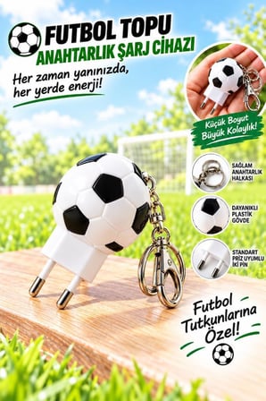 Torima Şarj Adaptörü Futbol Topu Görünümlü Anahtarlıklı 20W Hızlı Şarj Cihazı C41 Beyaz Siyah