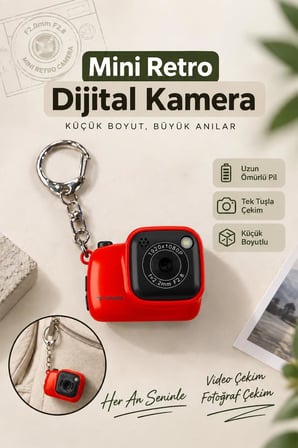 Mini Dijital Kamera Selfie Video Vlog Kamerası Mini Anahtarlık 1080P CMR52 Kırmızı