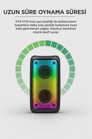 Bluetooth Hoparlör Rgb Işıklı Kablosuz Speaker KTS-1710 Siyah