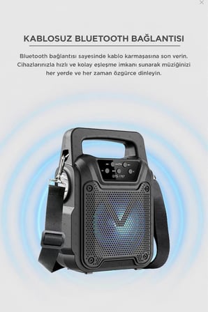 Bluetooth Hoparlör Rgb Işıklı El Fenerli Kablosuz Speaker GTS-1767 Siyah