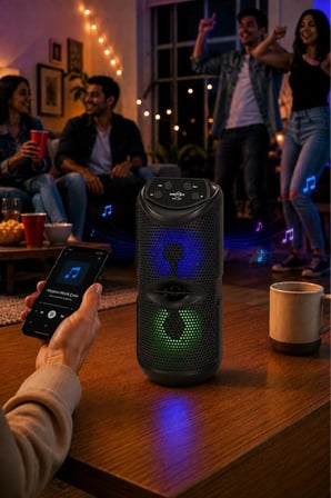 Bluetooth Hoparlör Rgb Işıklı Kablosuz Speaker GTS-1557 Siyah