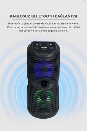 Bluetooth Hoparlör Rgb Işıklı Kablosuz Speaker GTS-1557 Siyah