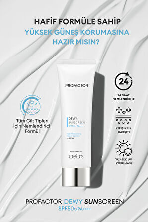 Peptit İçerikli Yoğun Nemlendirme Özelliğine Sahip Güneş Kremi Cre'ars Profactor Dewy Sunscreen