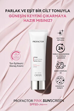 5 Farklı Bitki Kompleksli Pembe Bazlı Ton Eşitleyici Güneş Kremi Cre'ars Profactor Pink Sunscreen