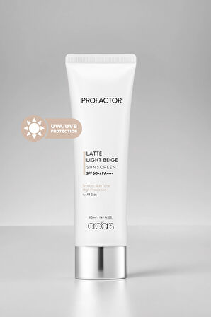 Hafif Kapatıcı Pürüzsüz Görünüm Sunan Güneş Kremi Cre'ars Profactor Lette Sunscreen (Light Beige)