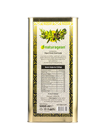 naturagean Olgun Hasat Naturel Sızma Zeytinyağı 5000 ml Dikdörtgen Teneke