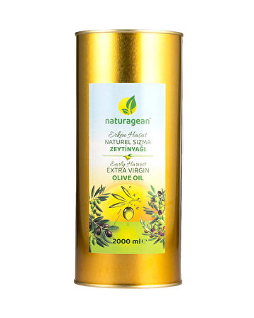 naturagean Erken Hasat Naturel Sızma Zeytinyağı 2000 ml Silindir Teneke