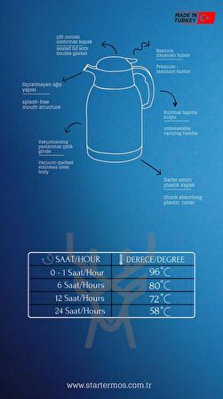 STAR TERMOS 2 Litre Çift Kat Paslanmaz Çelik Termos  ( Piknik Kamp Outdoor Ofis Otel Kafe Okul )