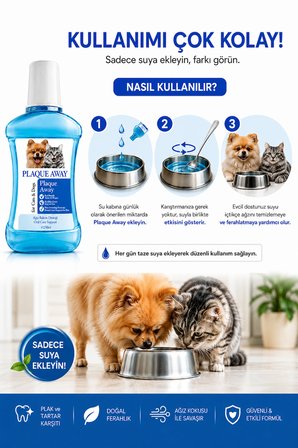 Kedi Ve Köpekler İçin Ağız Ve Diş Bakımı Suyu, Ağız Kokusu Giderici, Temizleme Solüsyonu 250 ML