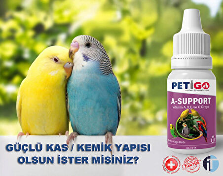 - Kafes Kuşları için Vitaminler / Mineraller - 30ml  A - D - E - C Vitamini ( A-Support )