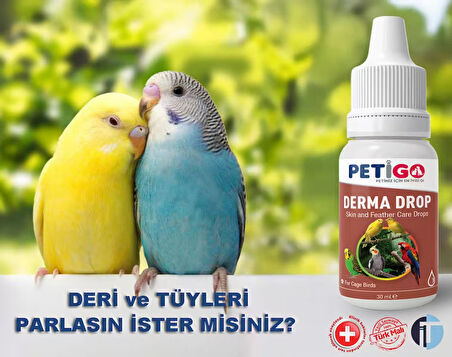 - Kafes Kuşları için Vitaminler / Mineraller - 30ml Deri / Tüy Bakım ( DermaDrop )