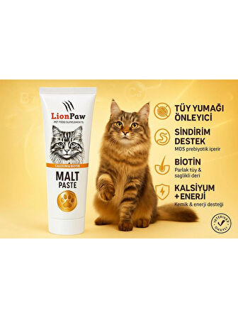 Anti-Hairball Tüy Yumağı Önleyici Malt Macun 100 GR Biotin-Kalsiyum Güçlü İçerik