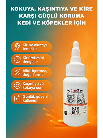 Kedi Köpek Kulak Temizleme Solüsyonu Kir, Kulak Uyuzu,koku Önleyici Bakım 50 ml