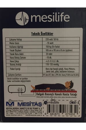 Mesilife boru tipi ventilasyonlu havalı yatak sistemi