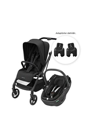 Maxi-Cosi Leona2-Coral 360 Modüler Ana Kucaklı Ultra Kompakt Çift Yönlü Seyahat Sistem Bebek Arabası Essential Black