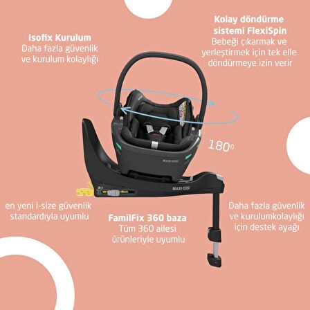 Maxi-Cosi Zelia3-Coral 360 Modüler Ana Kucaklı Çift Yönlü Seyahat Sistem Bebek Arabası Essential Graphite