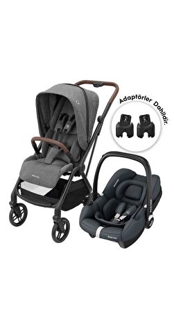 Maxi-Cosi Leona2-Cabriofix I-Size Tek Elle Katlanabilen Ultra Kompakt Çift Yönlü Seyahat Sistem Bebek Arabası Grey-Graphite