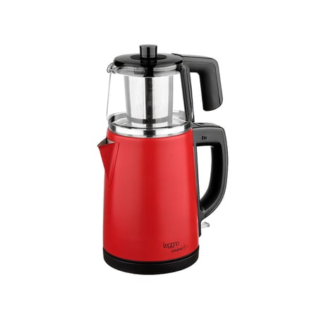 Leggno Gourmet Pro Cam Demlikli Çay Makinesi Kırmızı