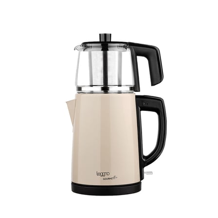 Leggno Gourmet Pro Cam Demlikli Çay Makinesi Krem