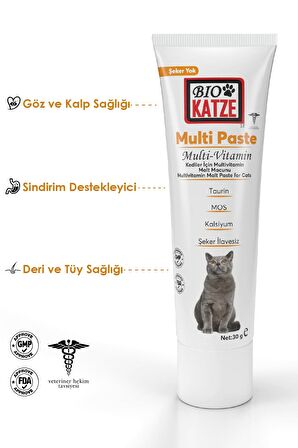 Biokatze Multi Paste Kediler Için Multivitamin Malt Macunu 30GR