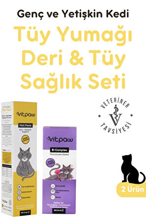 Vitpaw Tüy Yumağı ve Deri & Tüy Sağlığı Seti (Malt Paste ve B+ Complex)