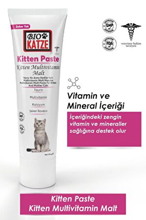 Biokatze Kitten Paste Yavru ve Anne Kediler Için Multivitamin Malt Macunu 100gr