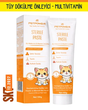 Tüy Dökülme Engelleyici Sterile Paste 100 gr - Taurin ve Multivitaminli Kedi Malt Macunu
