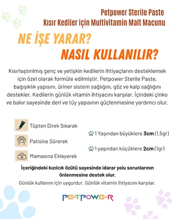 Tüy Dökülme Engelleyici Sterile Paste 100 gr - Taurin ve Multivitaminli Kedi Malt Macunu