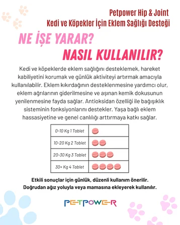 Kedi Köpek Eklem Sağlığı, Kas ve Kıkırdak Destekleyici - Glukozamin, Kondroitin, MSM Tablet 75 Adet