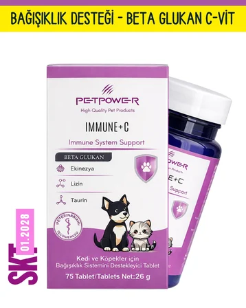 Kedi Köpek Bağışıklık Sistemi Desteği, Beta Glukan, C Vitamini, Taurin Tablet 75 Adet