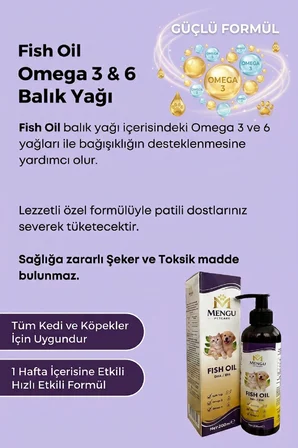 Fish Oil - Kedi ve Köpekler İçin Balık Yağı Omega 3-6 Epa Dha Norveç Somon Yağı Bağışıklık Desteği
